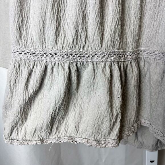 Anthropologie Meadow Rue Gray Lace Peplum Tunic Top Women’s M Crochet Blouse - Picture 7 of 13